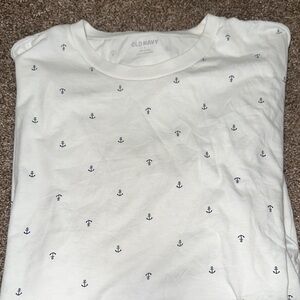 Old Navy White Tee with Navy Anchor Pattern